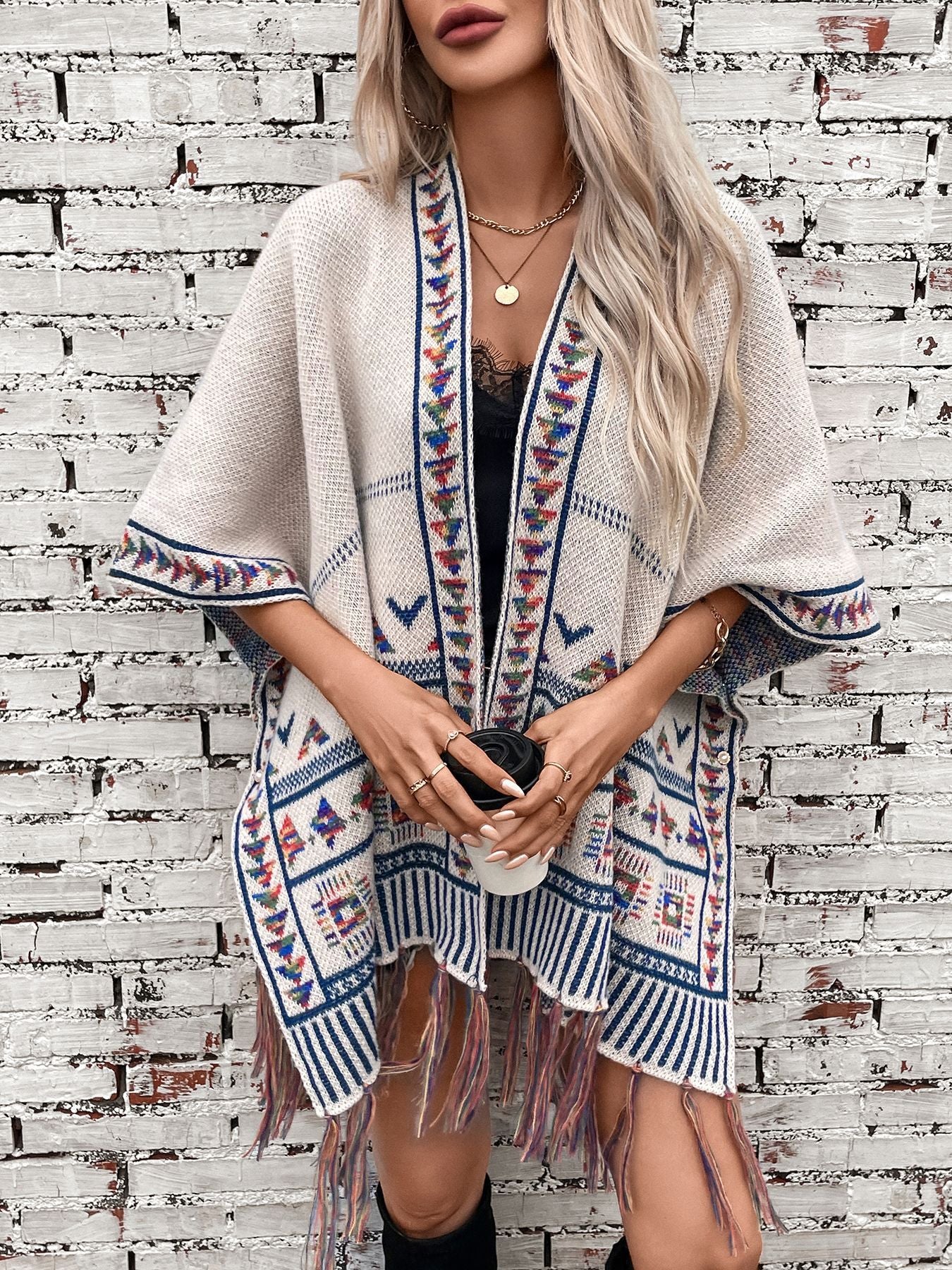 NAÏLA – Cardigan Ouvert à Franges