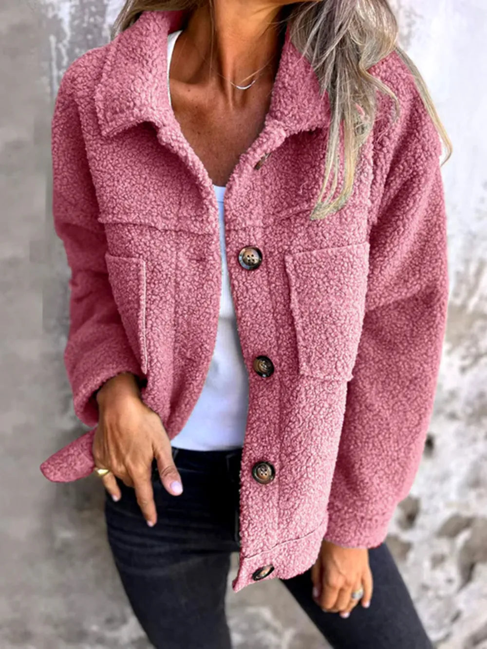 SAYRA – Veste Boutonnée Épaules Tombantes