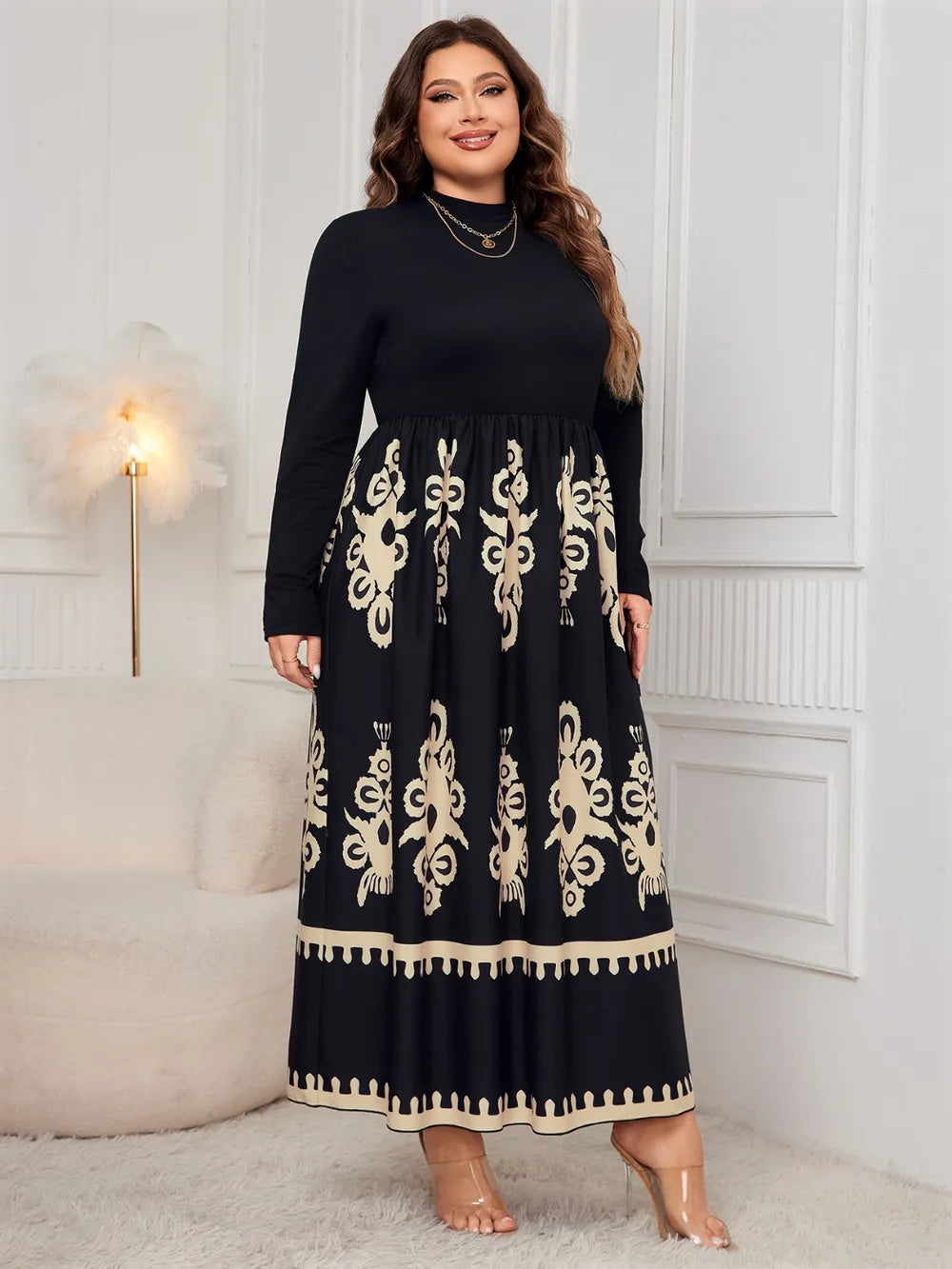NOREA – Robe Imprimée à Col Montant