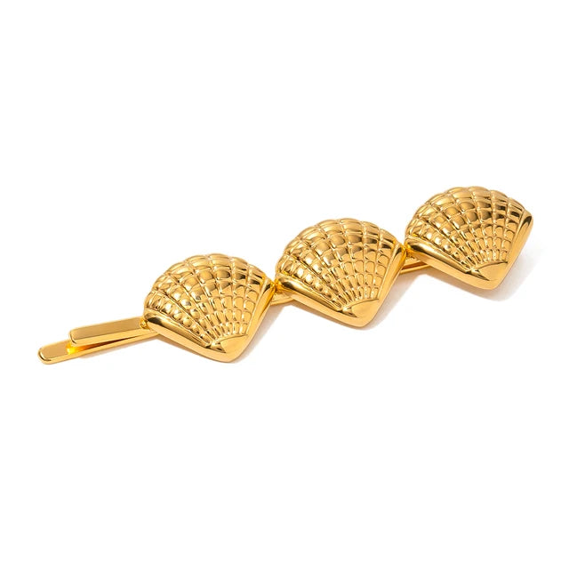 Sirena – Barrette Coquillage Dorée en Acier Inoxydable