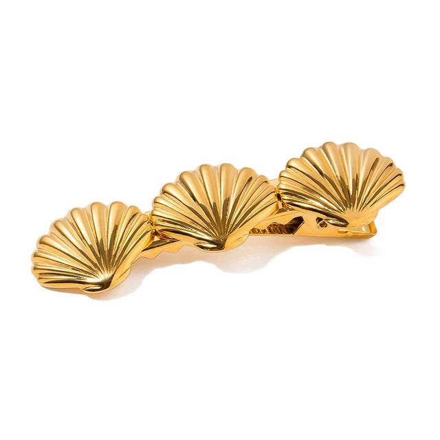 Sirena – Barrette Coquillage Dorée en Acier Inoxydable