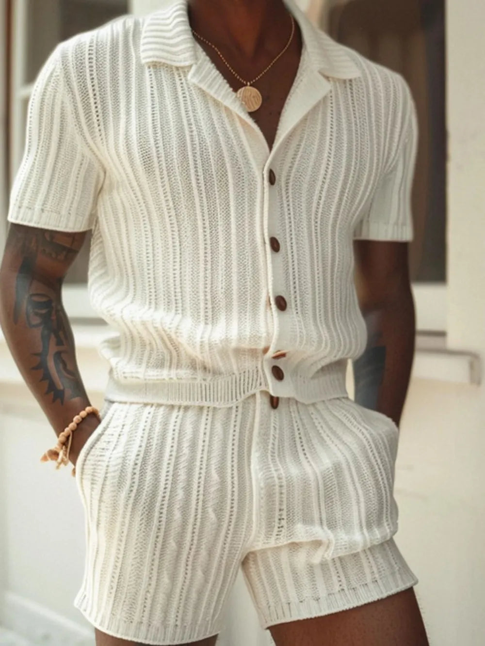 MAEL – Ensemble Chemise Short en Coton