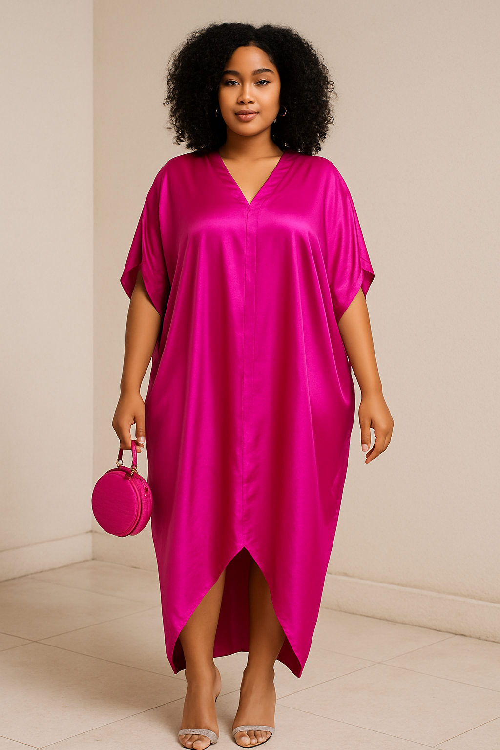 ORAYA – Robe Longue Unie à Col V