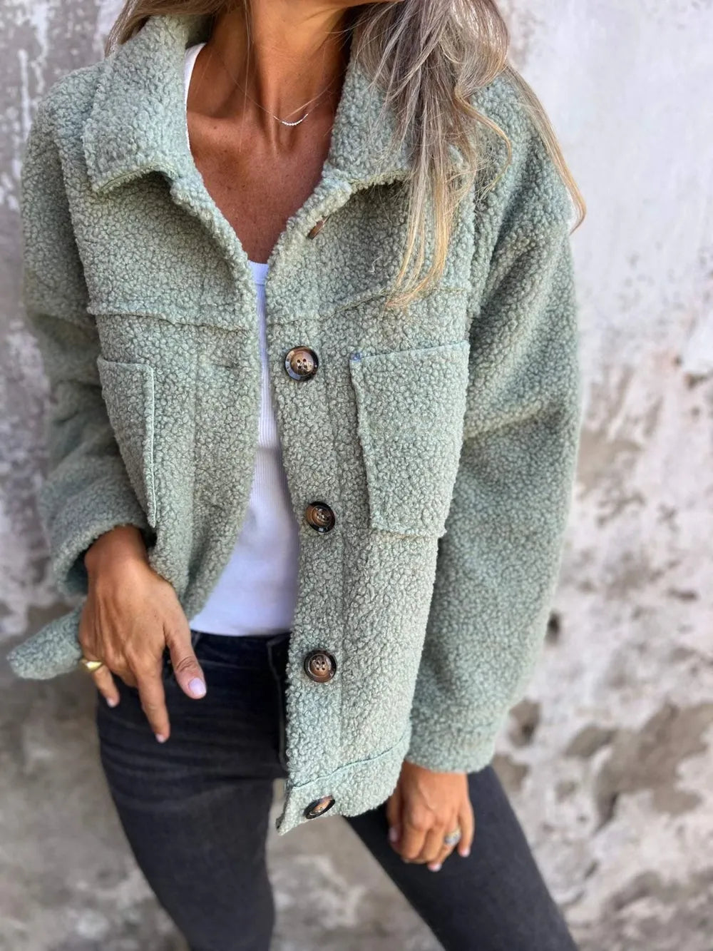 SAYRA – Veste Boutonnée Épaules Tombantes