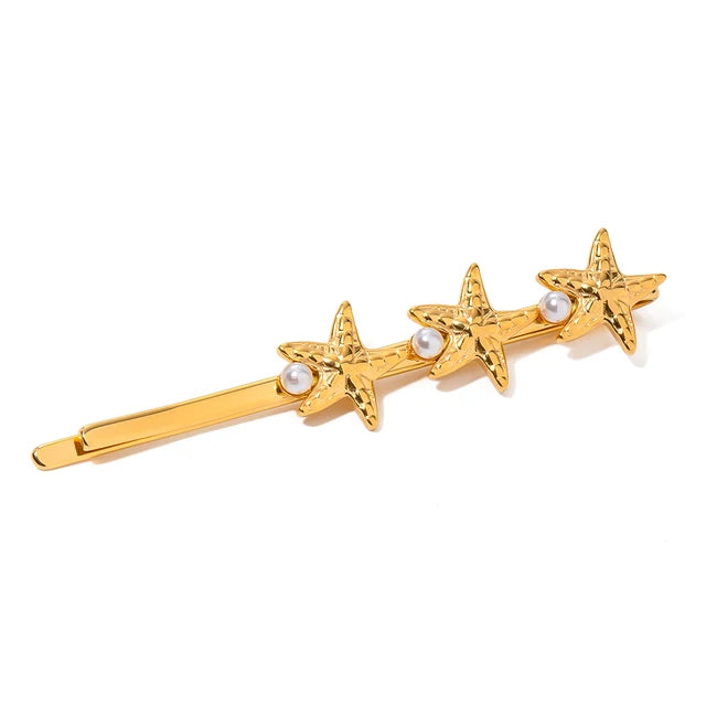 Sirena – Barrette Coquillage Dorée en Acier Inoxydable