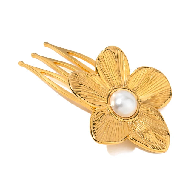 Sirena – Barrette Coquillage Dorée en Acier Inoxydable