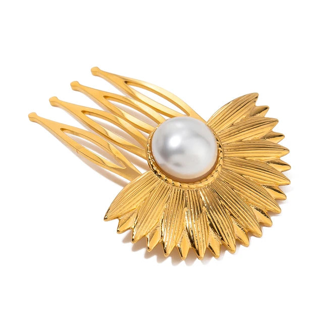 Sirena – Barrette Coquillage Dorée en Acier Inoxydable