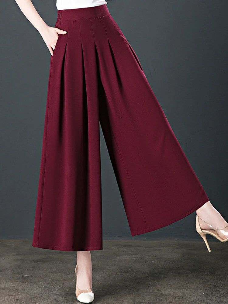 JINHA – Pantalon Palazzo Taille Haute Plissé
