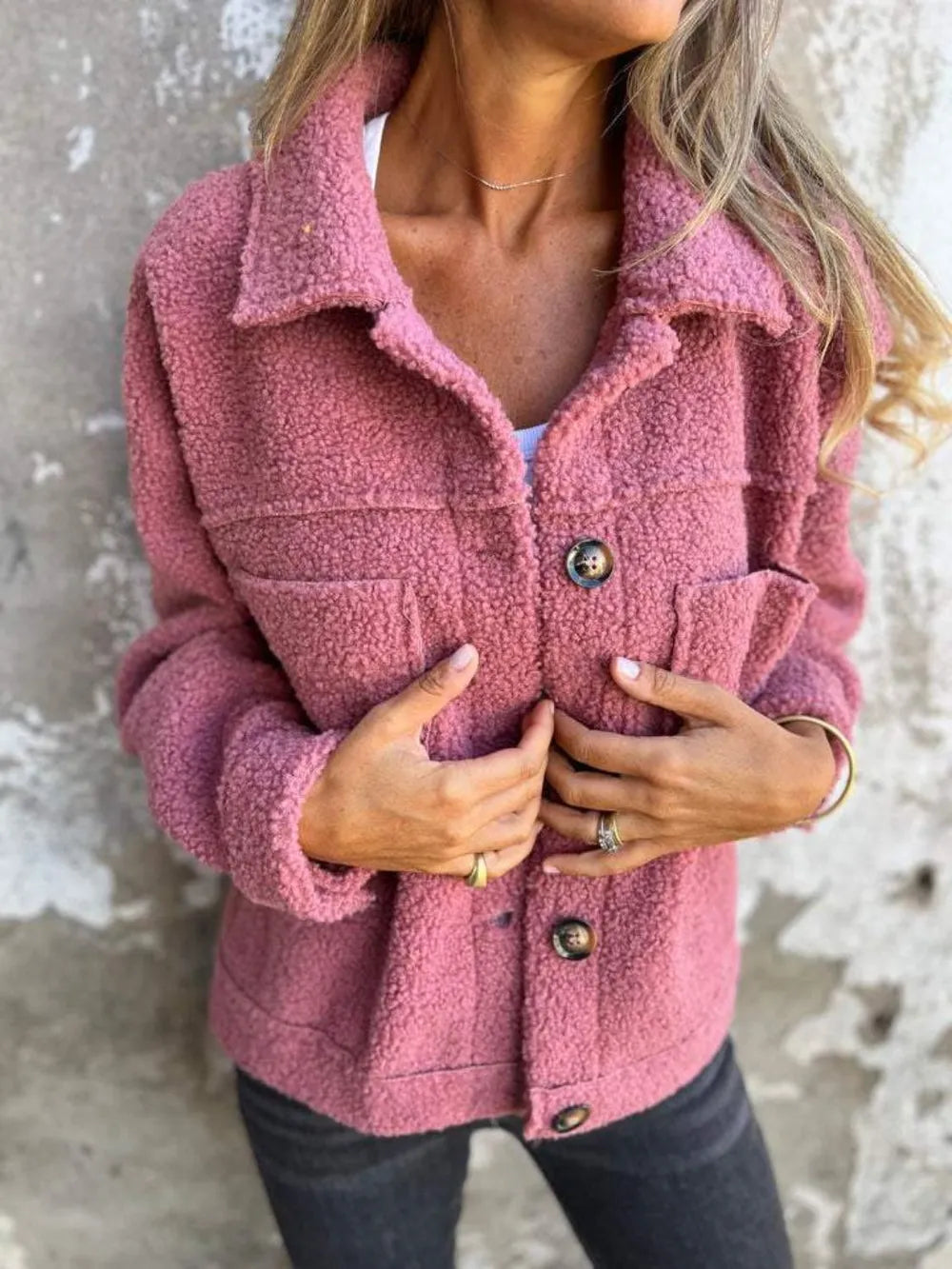 SAYRA – Veste Boutonnée Épaules Tombantes