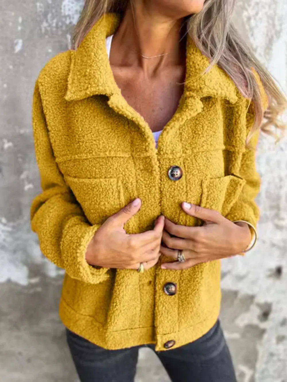 SAYRA – Veste Boutonnée Épaules Tombantes