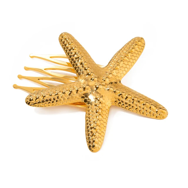 Sirena – Barrette Coquillage Dorée en Acier Inoxydable