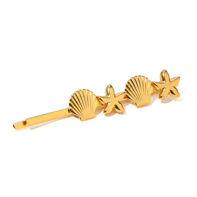 Sirena – Barrette Coquillage Dorée en Acier Inoxydable