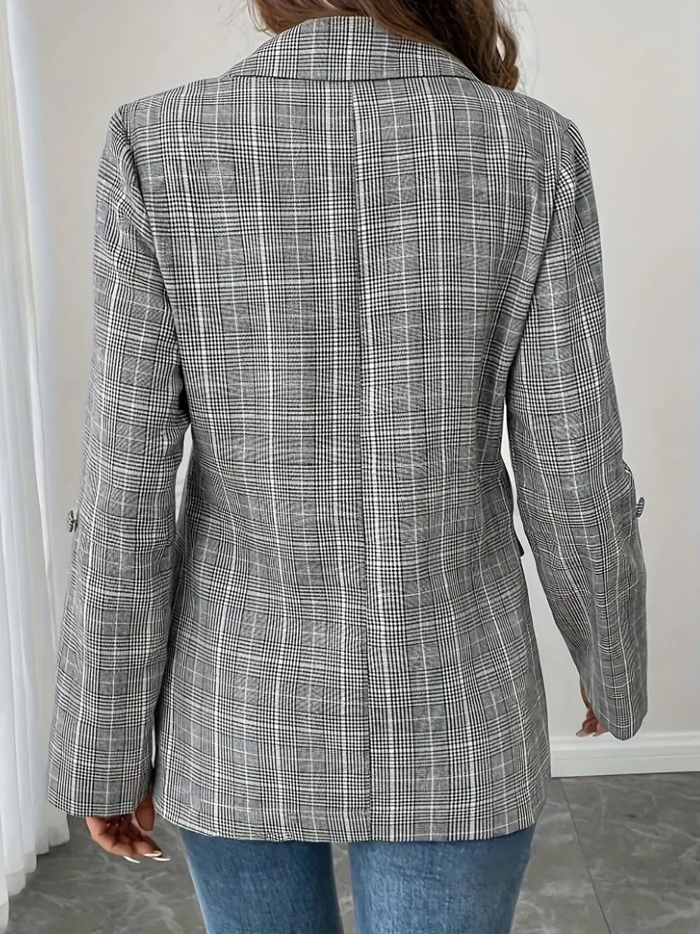 ALYA – Blazer à Carreaux Col Revers