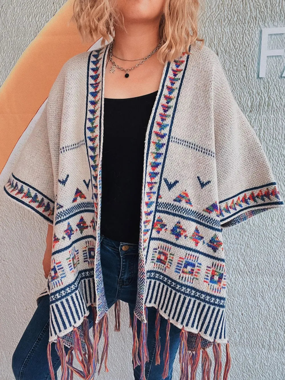 NAÏLA – Cardigan Ouvert à Franges