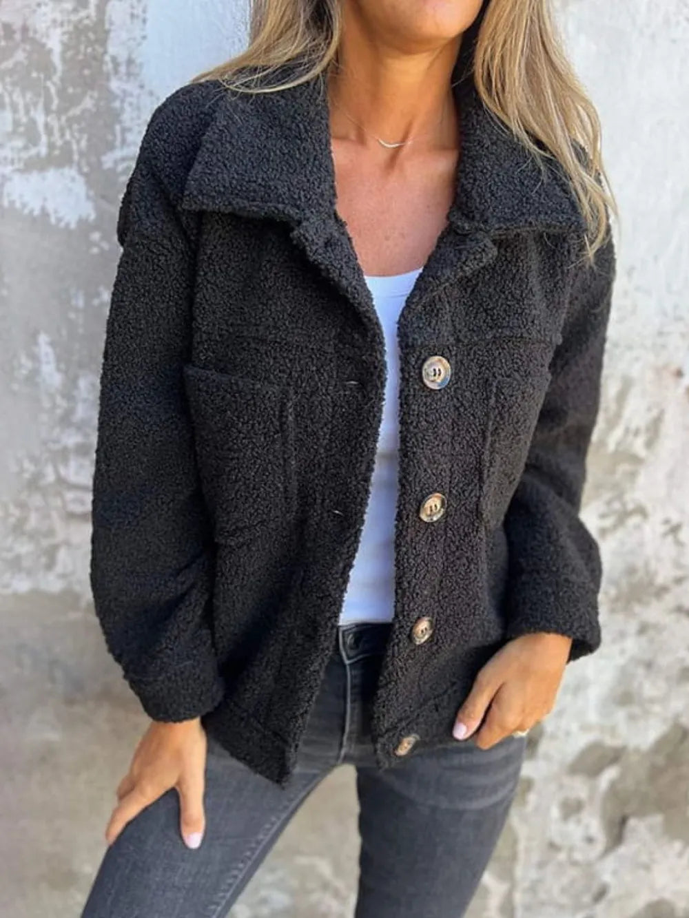 SAYRA – Veste Boutonnée Épaules Tombantes