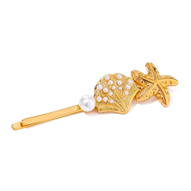 Sirena – Barrette Coquillage Dorée en Acier Inoxydable