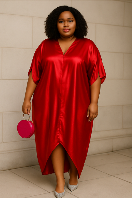 ORAYA – Robe Longue Unie à Col V