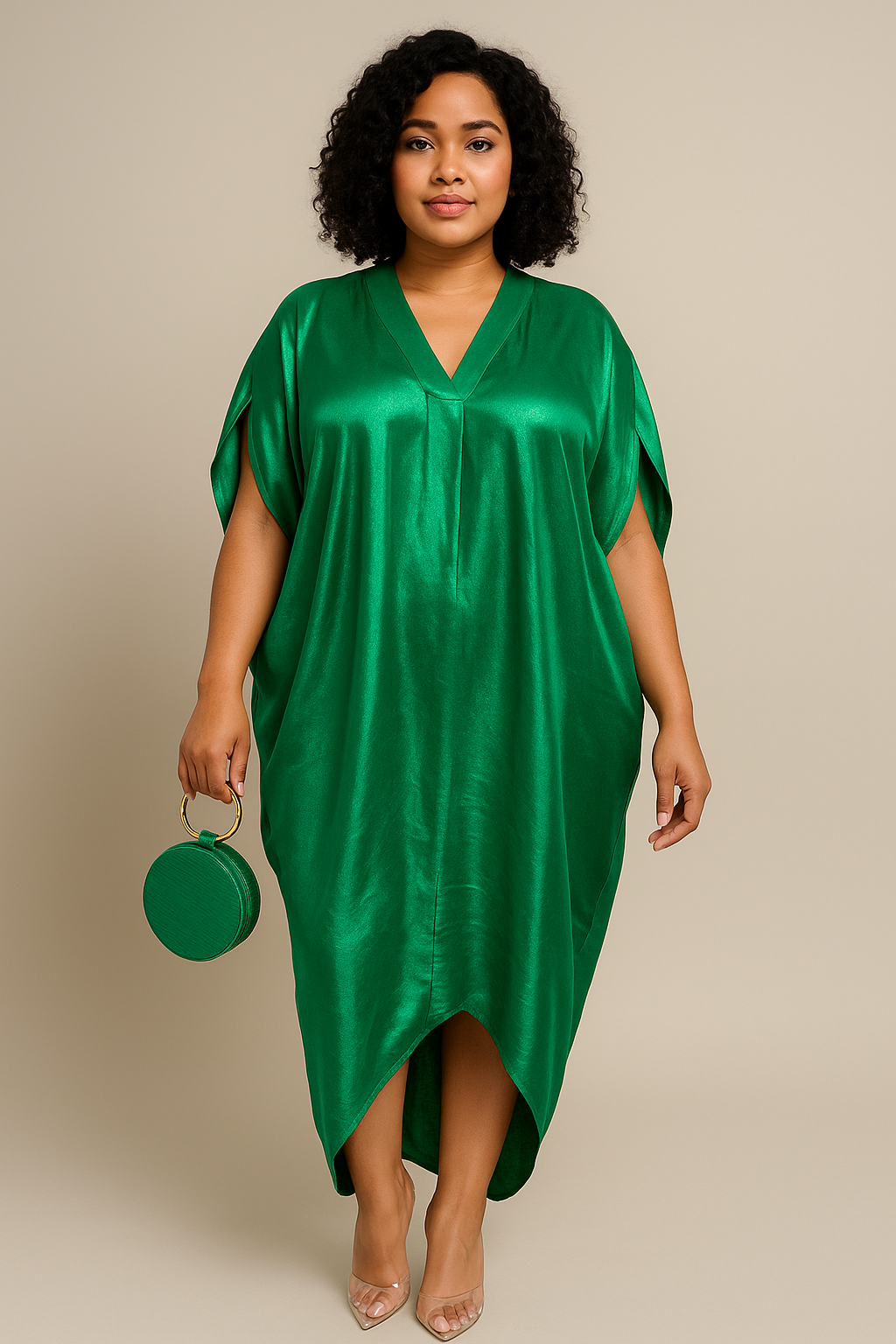 ORAYA – Robe Longue Unie à Col V