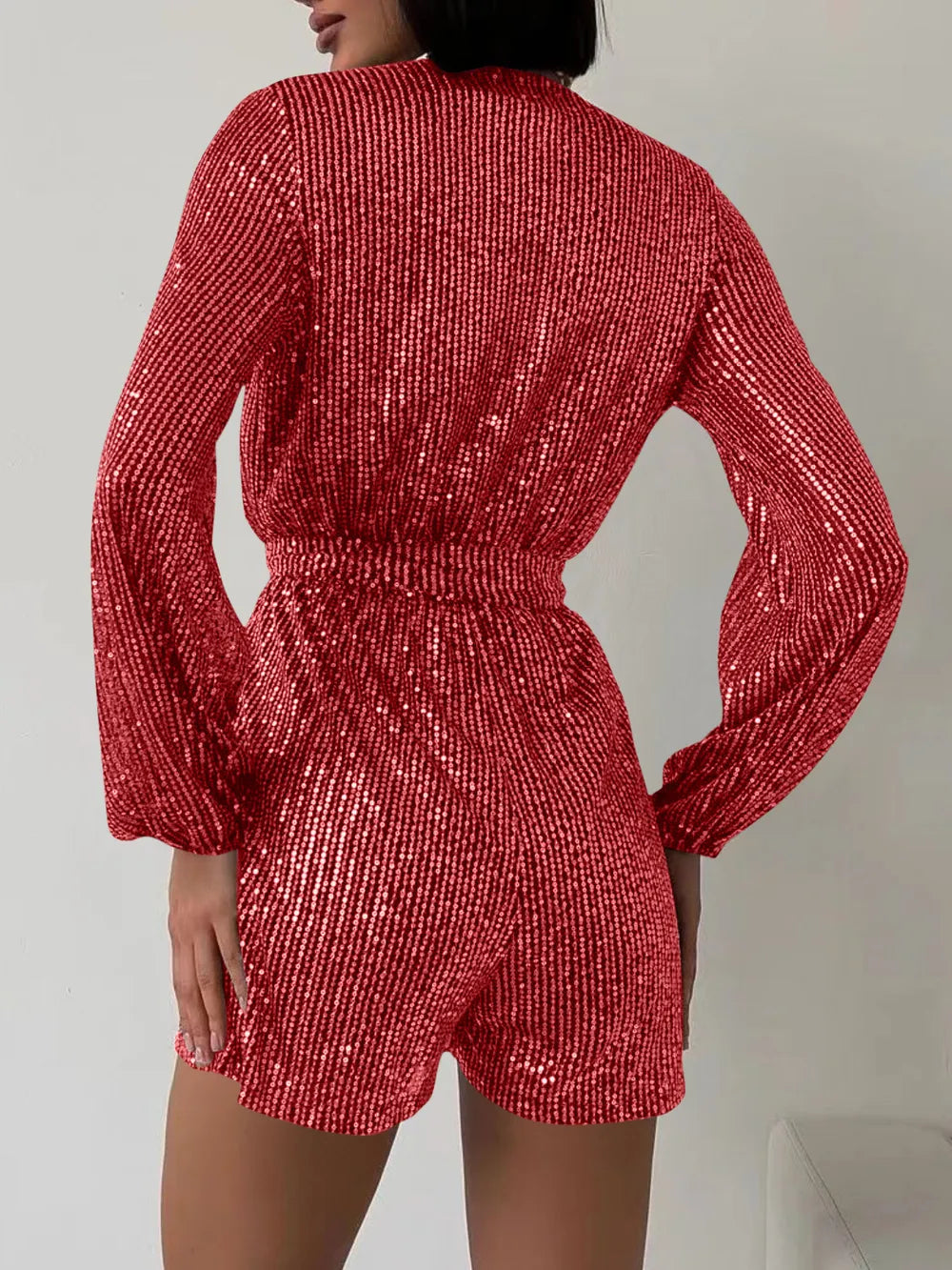 LEYNA – Combishort Ceinturé à Sequins