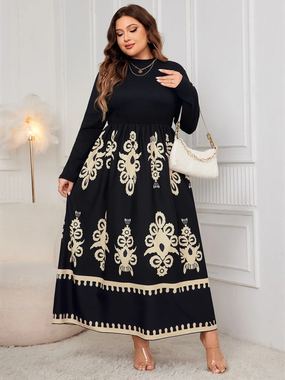 NOREA – Robe Imprimée à Col Montant