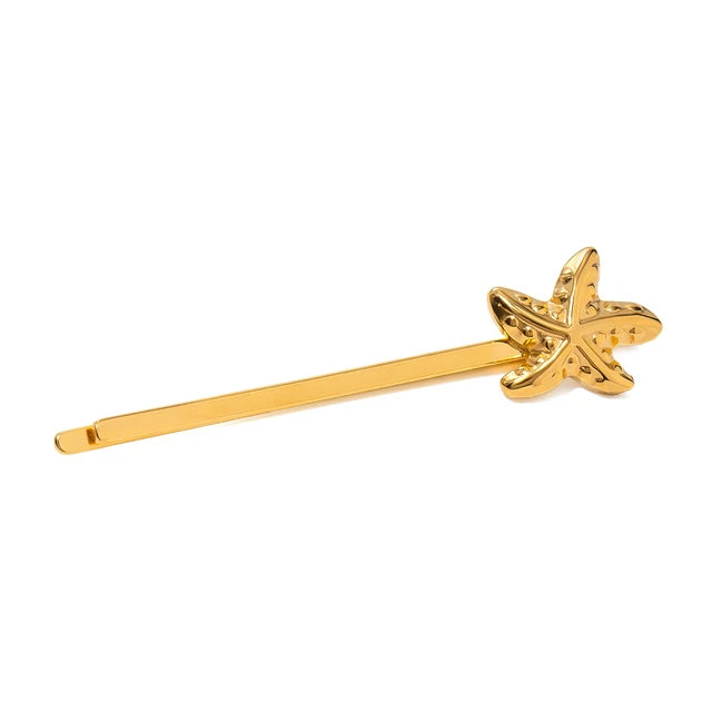 Sirena – Barrette Coquillage Dorée en Acier Inoxydable
