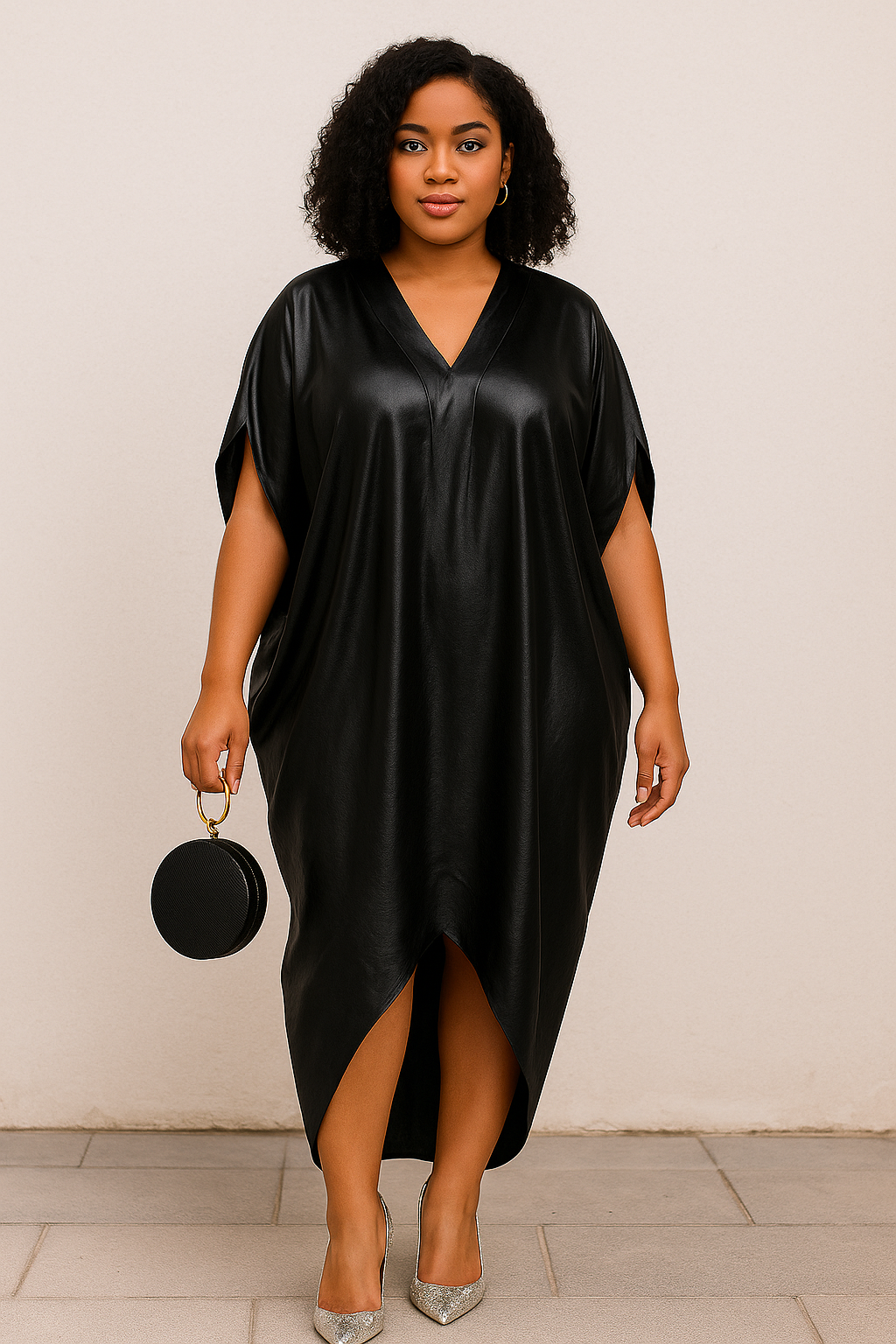 ORAYA – Robe Longue Unie à Col V