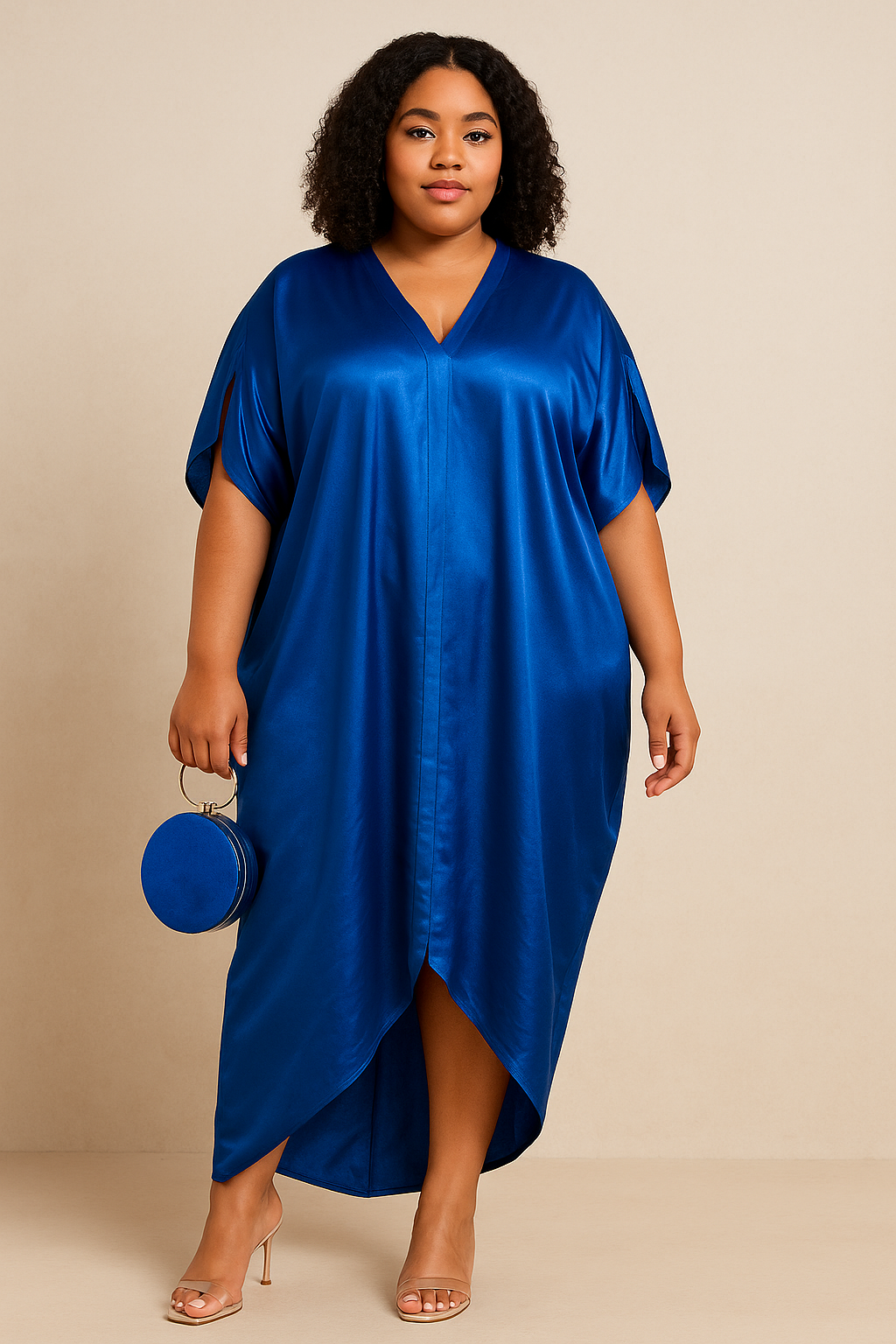 ORAYA – Robe Longue Unie à Col V