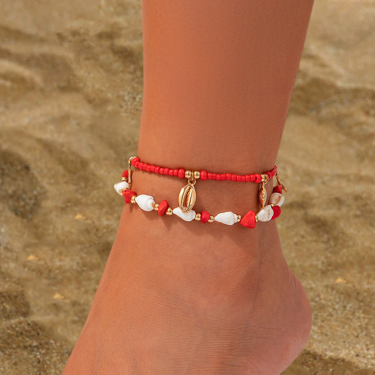 Isla – Set de 3 Chaînes de Cheville Perles &amp; Goutte d’Eau