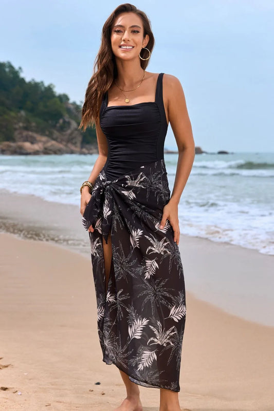 LYORA – Ensemble Maillot Une Pièce Paréo Imprimé