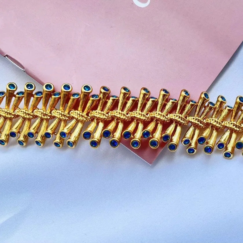 IRYS – Bracelet zircon bleu - plaqué or