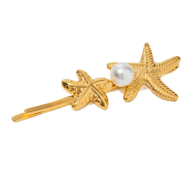 Sirena – Barrette Coquillage Dorée en Acier Inoxydable
