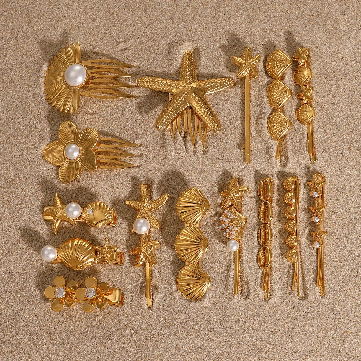 Sirena – Barrette Coquillage Dorée en Acier Inoxydable
