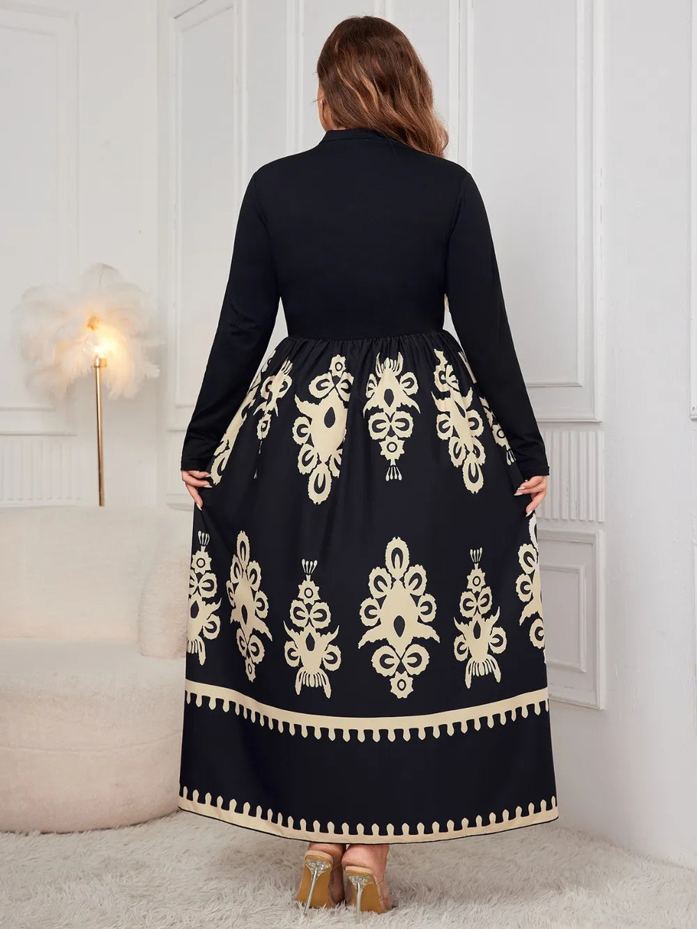 NOREA – Robe Imprimée à Col Montant